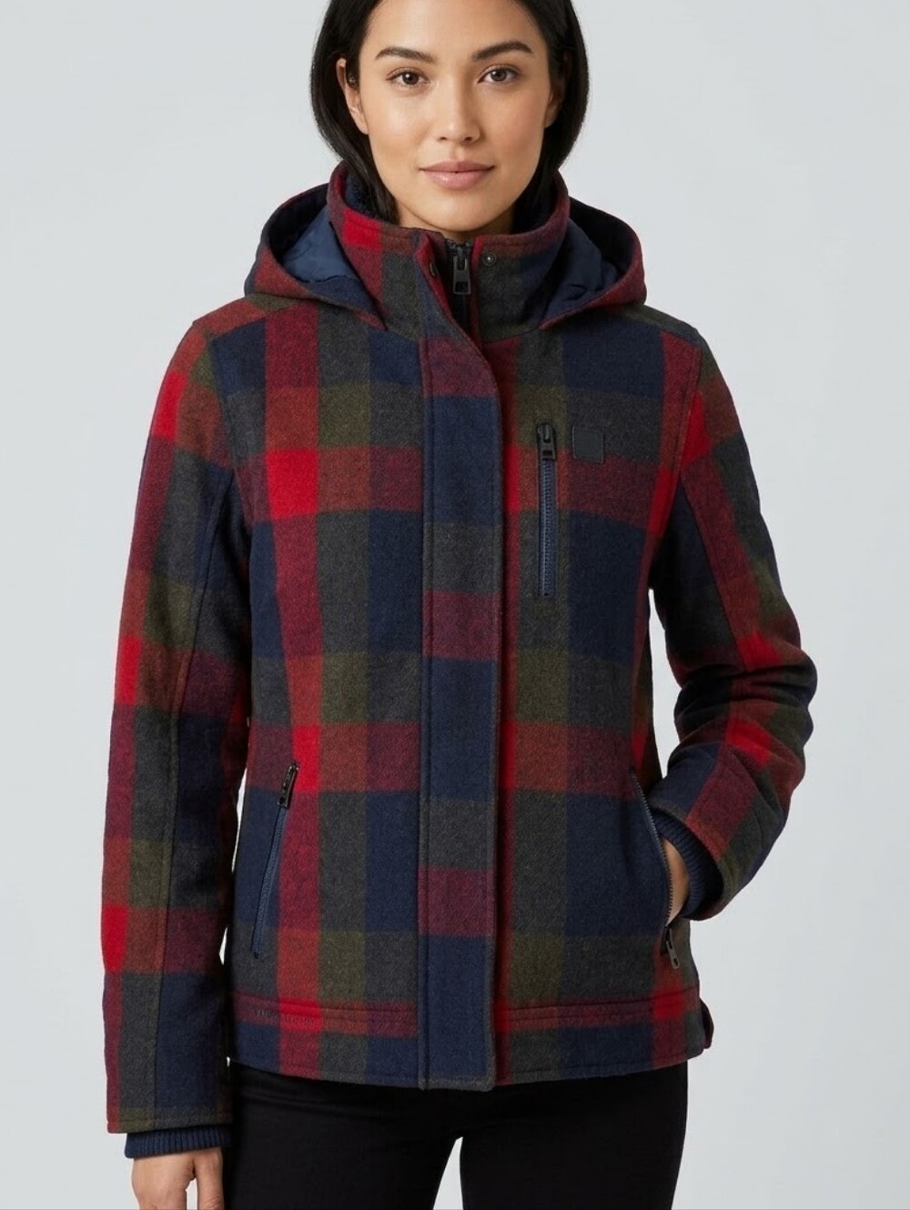 Harley-Davidson Plaid Wool Blend Hooded Jacket XL Fits M/L